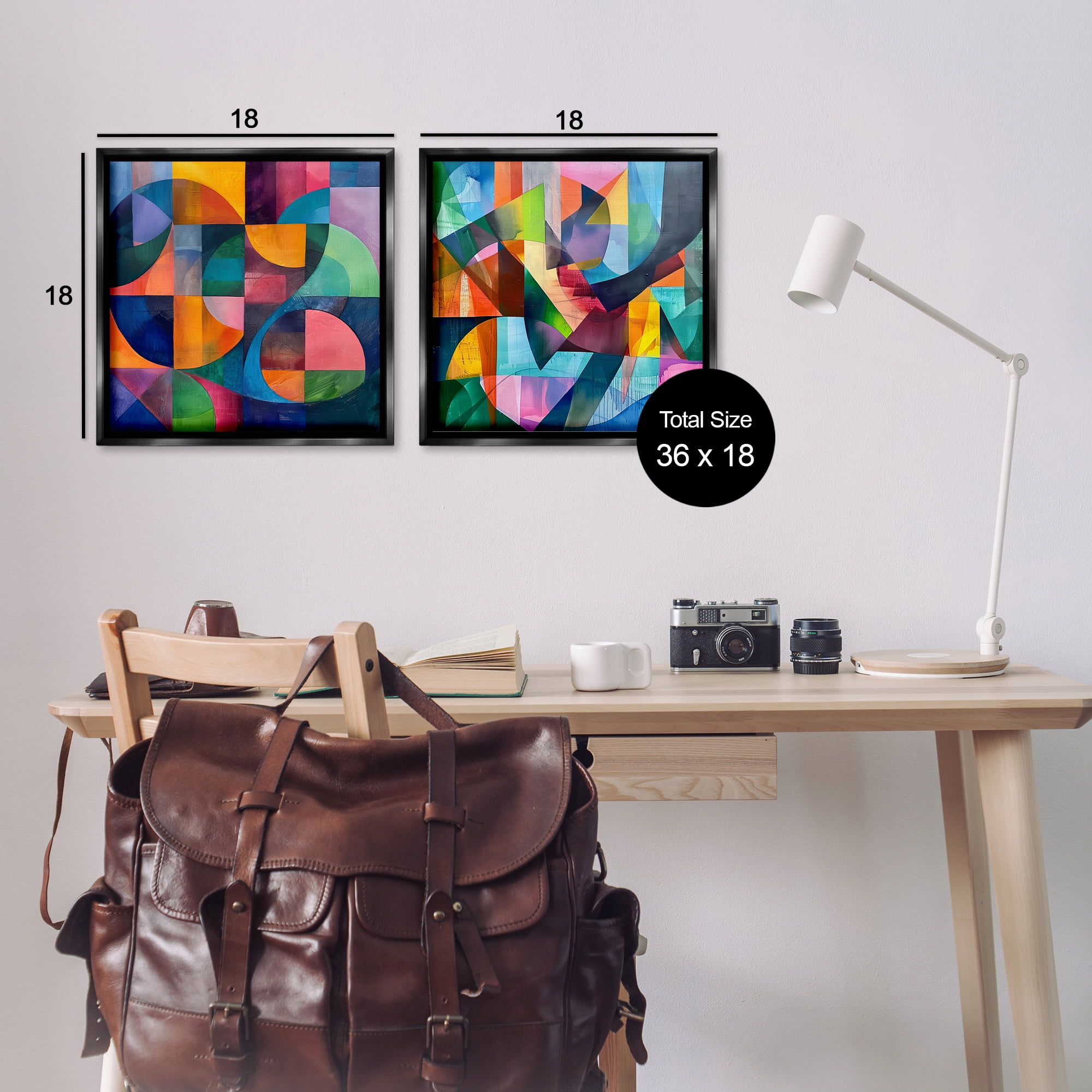 Stupell Industries Eye Catching Abstract Shapes Abstract Painting Black Floater Framed Canvas Art Print Wall Art, 18 x 18, Set of 2