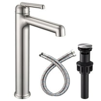 Wowkk Brushed Nickel Bathroom Faucets 9.84" High Spout Tall Basin Faucet, Single Handle Bathroom Sink Faucet with Pop Up Drain and Faucet Supply Lines