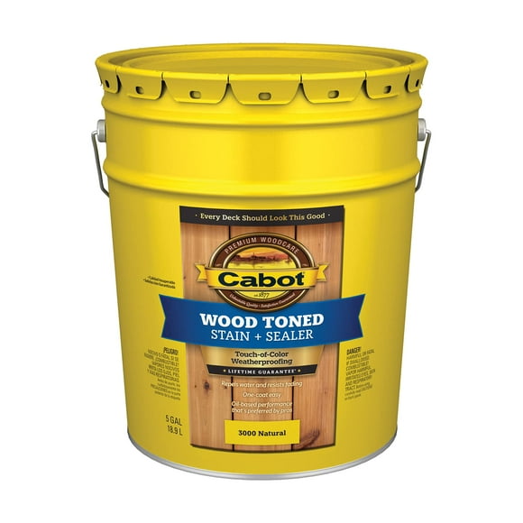 CABOT SAMUEL INC 3000-08 5 Gallon, Natural, Wood, Dark Toned Deck & Siding Stain, Penetrating Protection Against Sun & Damaging Weather Elements, Water Repellent, Easy to Apply, 1 Coat Coverage, 5 gal