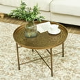 thumbnail image 6 of HOMCOM 24" Round Cafe Table, Gold Hammered Tray Top with Metal Frame, Living Room Center Table, 6 of 6
