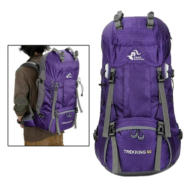 de Senderismo, 60L de Viaje Impermeable de Trekking de Montañismo con Cubierta para La Lluvia para Hombres, Mujeres, D Púrpura Macarena Senderismo Saco Grande