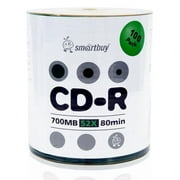 100 Pack Smartbuy 52X CD-R 700MB 80Min Logo (Non-Printable) Data Blank Media Recordable Disc