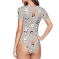 thumbnail image 4 of Daiia Various Rabbits print Women's Crew Neck Short Sleeve Bodysuit Fashion Tops Fit Casual Basic Extender Bodysuit-X-Large, 4 of 9