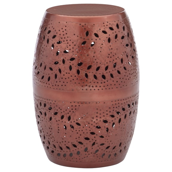 Powell Shanice Round Lace Cut Metal Indoor Accent Side Table, 19" Tall, Copper