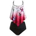 thumbnail image 1 of Más el tamaño de Ombre de la mariposa Imprimir superposición de Tankini del traje de baño Rosegal  Mangas largas de talla grande, 1 of 5
