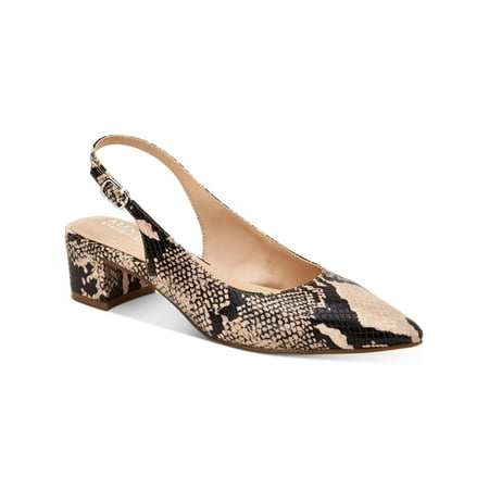 

ALFANI Womens Beige Snakeskin Padded Comfort Charrlee Pointed Toe Block Heel Buckle Slingback 8.5 M