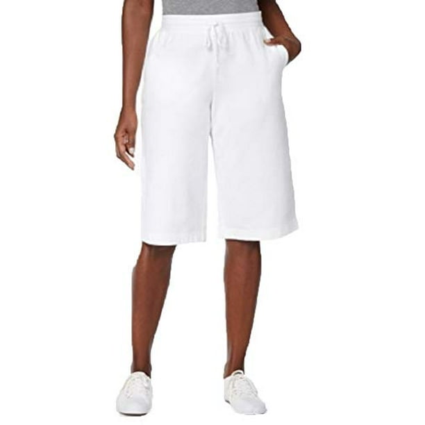 Karen Scott Drawstring-Waist Skimmer Shorts (Bright White, XL ...