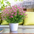 thumbnail image 2 of Sinhoon 8 Bundles Outdoor Artificial Flowers UV Resistant Fake Boxwood Plants Faux Plastic Greenery for Indoor Outside Plants Garden Home Decor, Fuchsia, 2 of 8