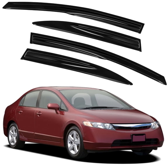 CCIYU Window Visors Side Window Deflector Window Deflector Sun Rain Guard 4Pcs Set Replacement fit for 2006-2011 For Honda Civic 4 Dr LX DX Sedan