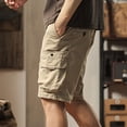 thumbnail image 6 of Sales Today YLSDY Mens Classic-Fit Cargo Shorts for Hiking Climbing Cotton Elastic Waist Multi-Pocket Summer Workout Gym Camping Shorts Khaki XXL, 6 of 8