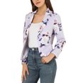 thumbnail image 4 of MODA NOVA Junior's Contrast Lining Open Front Floral Print Blazer Purple XL, 4 of 5