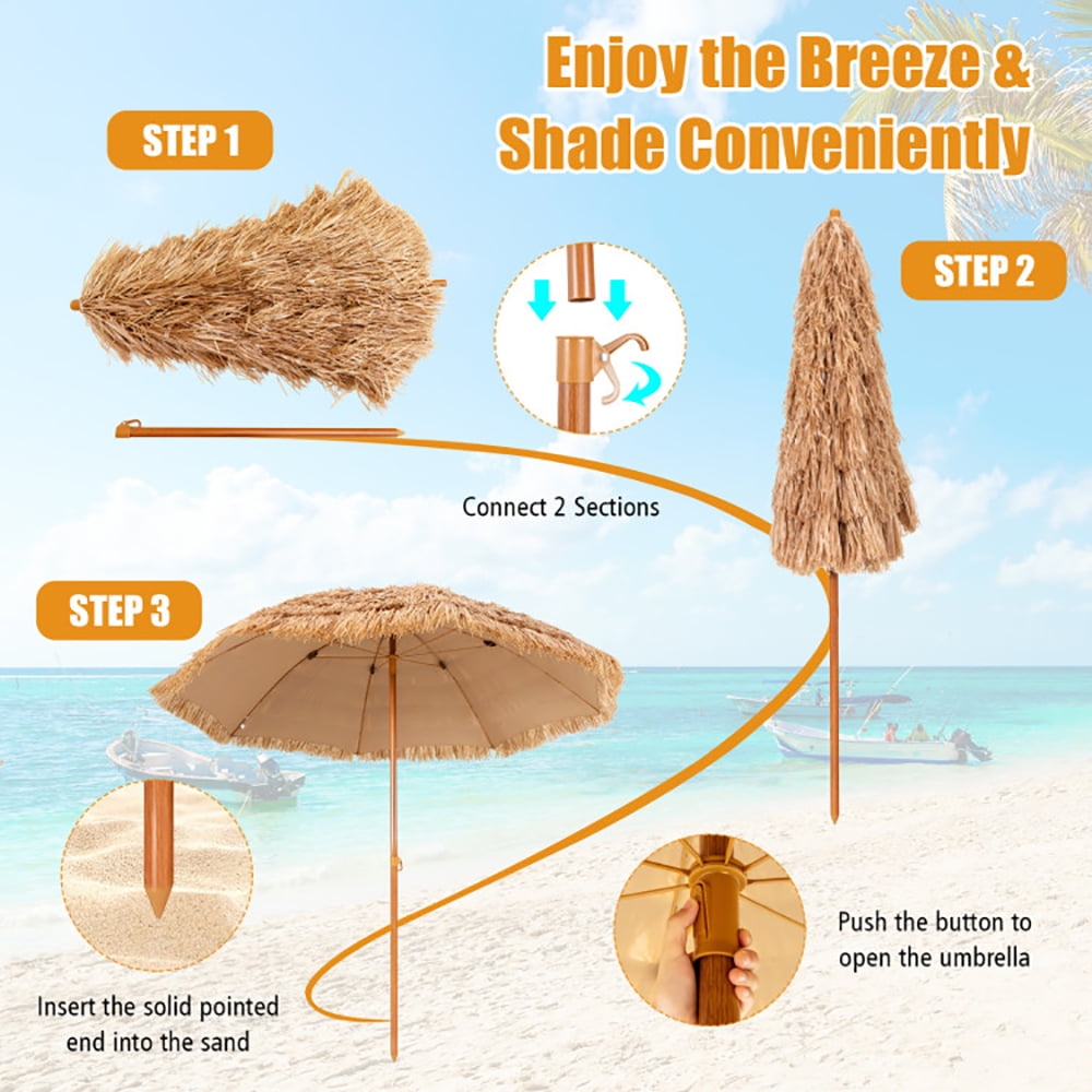 Aimee Lii 8 Feet Patio Thatched Tiki Umbrella Hawaiian Hula Beach Umbrella, Sunbrella Umbrella Outdoor Patio Aimee Lii 8 Feet Patio Thatched Tiki Umbrella Hawaiian Hula Beach Umbrella, Sunbrella Umbrella Outdoor Patio