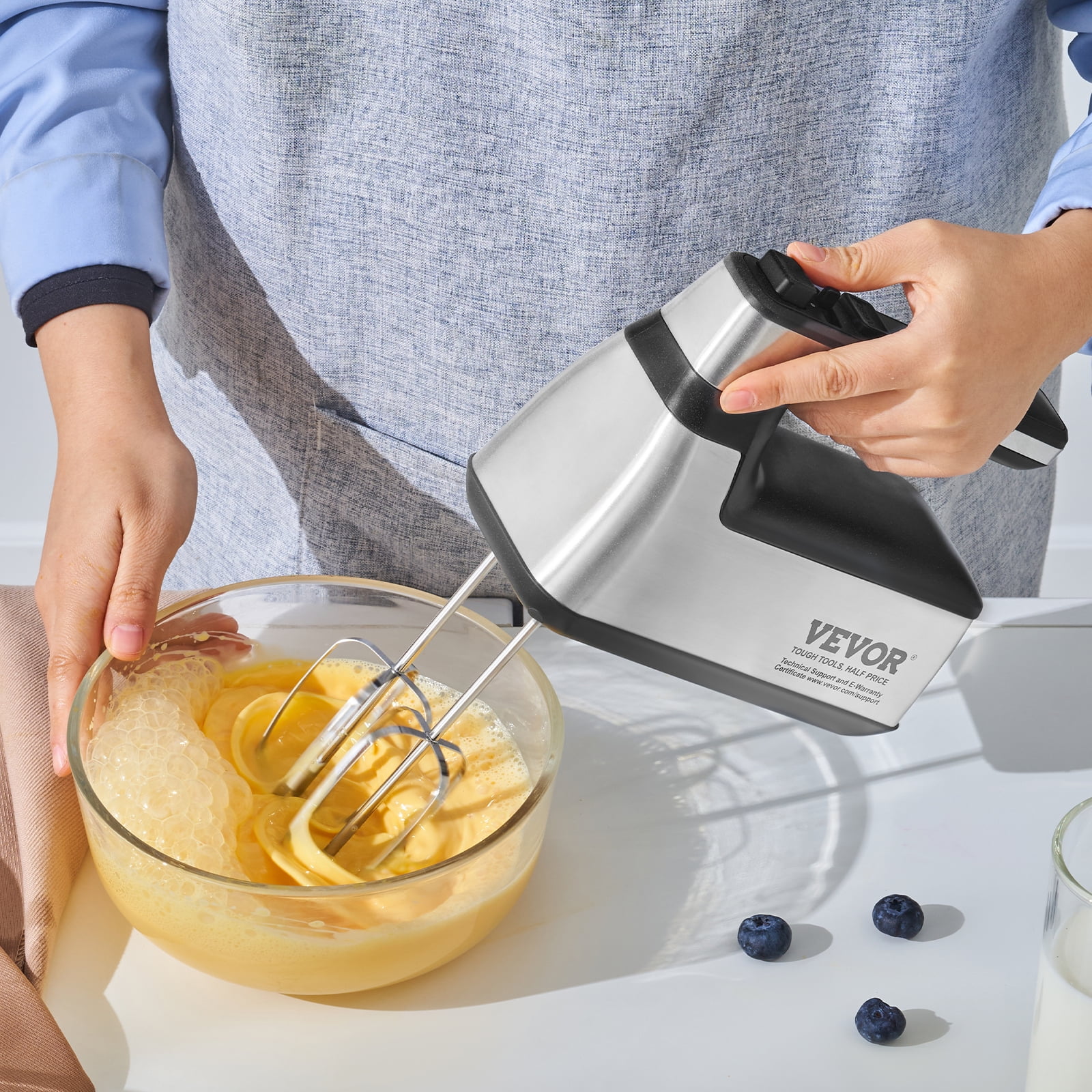 KFFKFF Cordless Electric Hand Blender Mixer 100W Continuously Variable Handheld