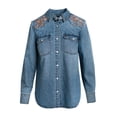 thumbnail image 6 of Jessica Simpson Women's Relaxed Denim Shirt with Long Sleeves, Sizes XS-4X, 6 of 6