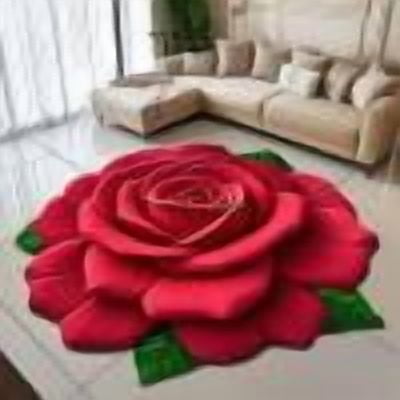 Dongrere 24In Area Rugs for Sofa Non-Slip Carpet Rose Floor Mat with Stereoscopic Vision for Bathroom Kitchen