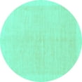thumbnail image 1 of Ahgly Company Machine Washable Indoor Round Solid Turquoise Blue Modern Area Rugs, 3' Round, 1 of 4