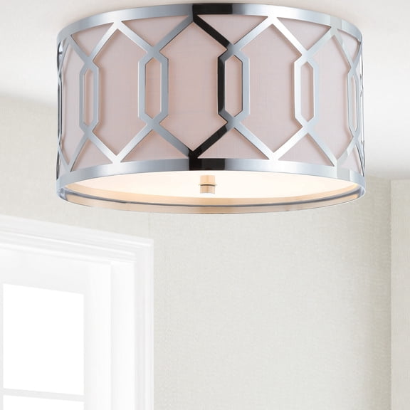 JONATHAN Y Hex 3-Light 16.25" Metal LED Flush Mount, Chrome, JYL3500B