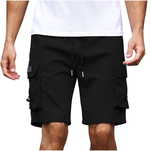 Pantalones de Verano de Tamaño Más Sueltos Shorts de Ropa de Trabajo de Cinco Cuartos de Longitud Multi Bolsillo, Poliéster Casual para Hombres