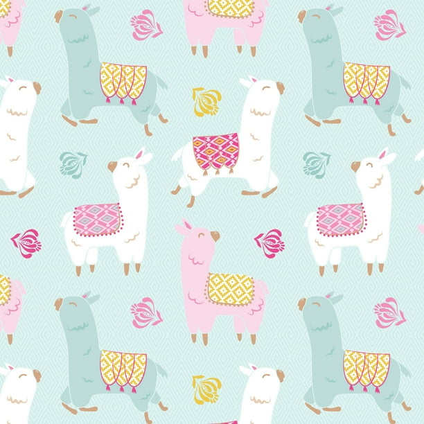 David Textiles Fleece 60" AntiPill Happy Llama Fabric, 1.5 Yd