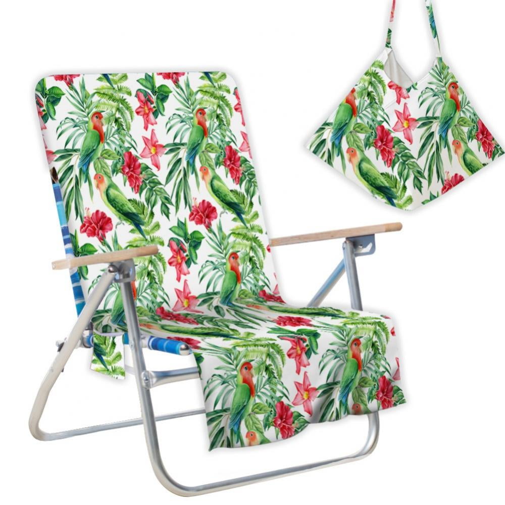 Aosijia Beach Chair Cover with Side Pockets Portable Chair Towel Cover