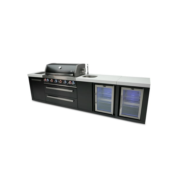 Mont Alpi 805 grill black stainless steel island with beverage center