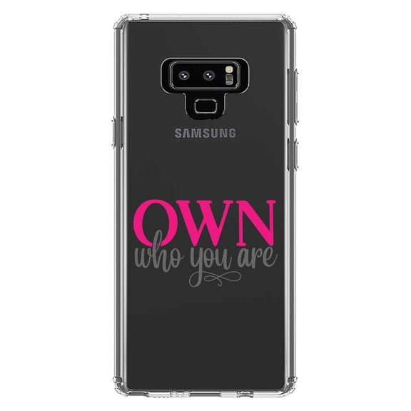 DistinctInk Clear Shockproof Hybrid Case for Samsung Galaxy Note 9 - TPU Bumper Acrylic Back Tempered Glass Screen Protector - OWN Who Your Are