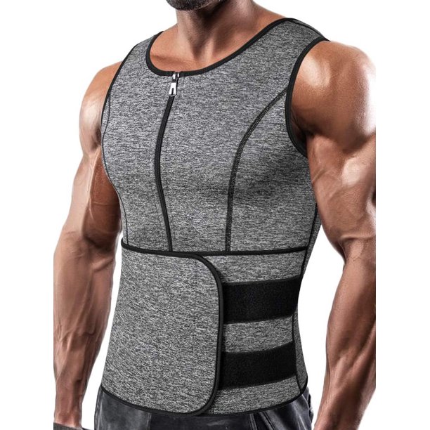 Neoprene Sauna Suit for Men Zipper Waist Trainer Vest Tank Top Trimmer