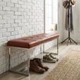 thumbnail image 5 of Cortesi Home Livio Contemporary Narrow Tufted Bench, Brown Leather like Vinyl, 5 of 8