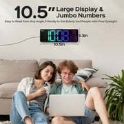 Mpow 10.5 Digital Wall Clock Large Display, with Remote Control, Dual Alarm Clock for Bedroom, 9 Colors, Adjustable Brightness & Volume, Auto DST, ℃/℉, 40 Minutes Countdown