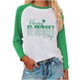 thumbnail image 2 of Penkiiy Trendy St. Patrick's Day Patchwork Tee for Women - Comfy 3-Tone Printed Long Sleeve Top XL Green, 2 of 6