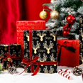 thumbnail image 5 of Reversible Christmas Wrapping Paper Roll, Black and Gold Wrapping Paper, Vintage Gold Deer Antlers Christmas Gift Wrap with Metallic Shine for Winter Holiday, Craft Supply (17 Inch X 33 Feet), 5 of 15