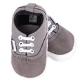 thumbnail image 1 of Zapatos para caminar para bebé, antideslizantes, suaves, ligeros, de lona, para recién nacidos, planos, color gris y marrón, 13 cm, 1 of 15