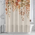 thumbnail image 3 of Fall Thanksgiving Shower Curtain for Bathroom Decor, Retro Fall Leaves Linen Texture Waterproof Fabric Shower Curtain, 60"x72" Set with 12 Hooks, 3 of 9