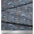 thumbnail image 3 of Soimoi Polyester Crepe Fabric Stripes & Whale Fish Ocean Decor Fabric Printed Yard 52 Inch Wide, 3 of 5