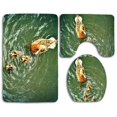 thumbnail image 1 of ABPHQTO Patitos Juego de alfombras de baño de 3 piezas Alfombra de baño Alfombra de contorno y tapa de inodoro, 1 of 2