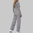 thumbnail image 6 of 2 Piece Sets for Women Summer Spring Lounge Set Matching V Neck Tops Wide Leg Pants Travel Outfits, 6 of 8