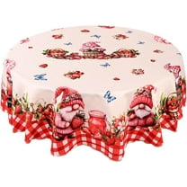 Strawberry Tablecloth Washable Round Table Cover for Kitchen Dining Decoration 60 Inch
