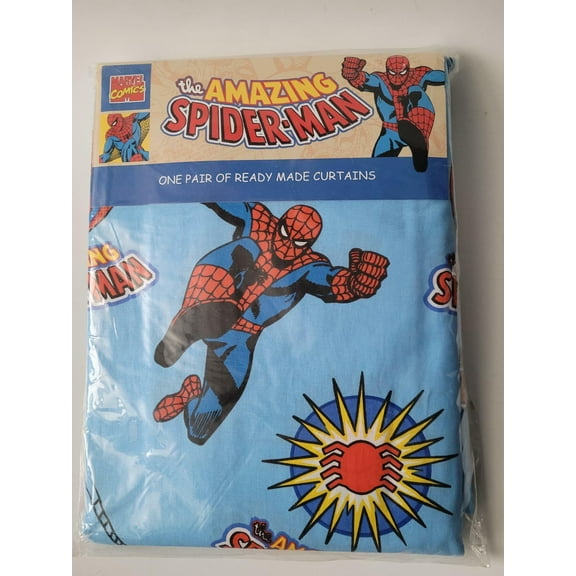 Marvel Spider-man One Pair of Ready Made CURTAINS children's bedroom 180x160cm = 72 x 62 Inches