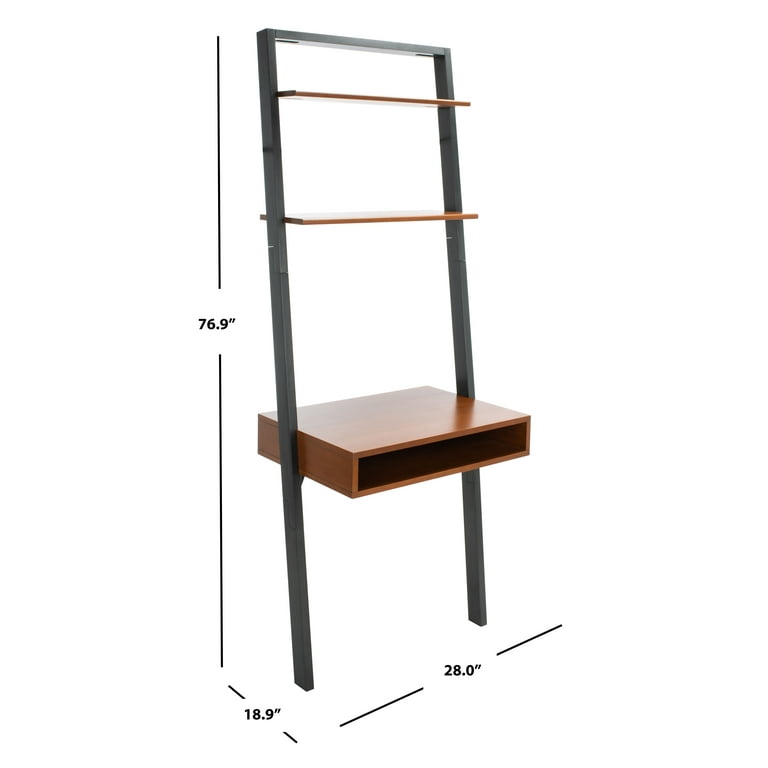 SAFAVIEH Kamy Rustic Retro 2 Shelf Leaning Desk Honey Charcoal