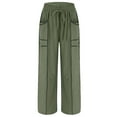 thumbnail image 4 of zaveiop Barrel Sweatpants Women High Waisted Wide Leg Lounge Pants Casual Fall Drawstring Contrast Patchwork with Pockets (Z-Army Green, L), 4 of 5