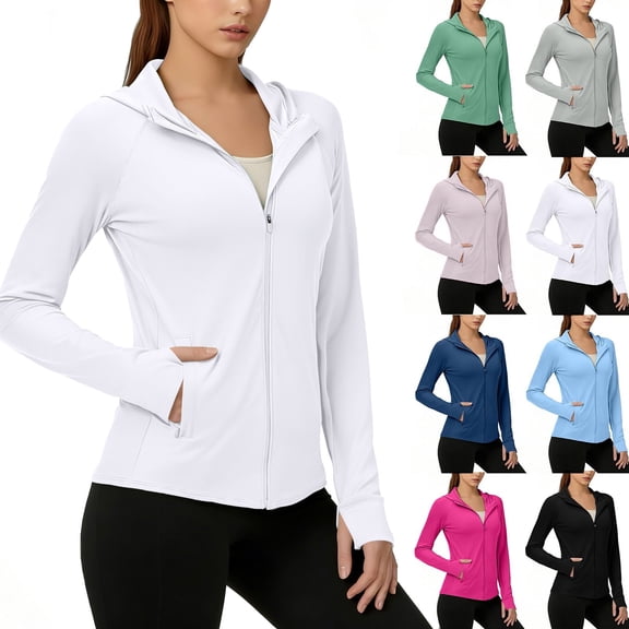 Cekizud Jackets for Women Lightweight Quick Dry Sports Sun Protection Jacket with Hooded,Sizes S-2XL