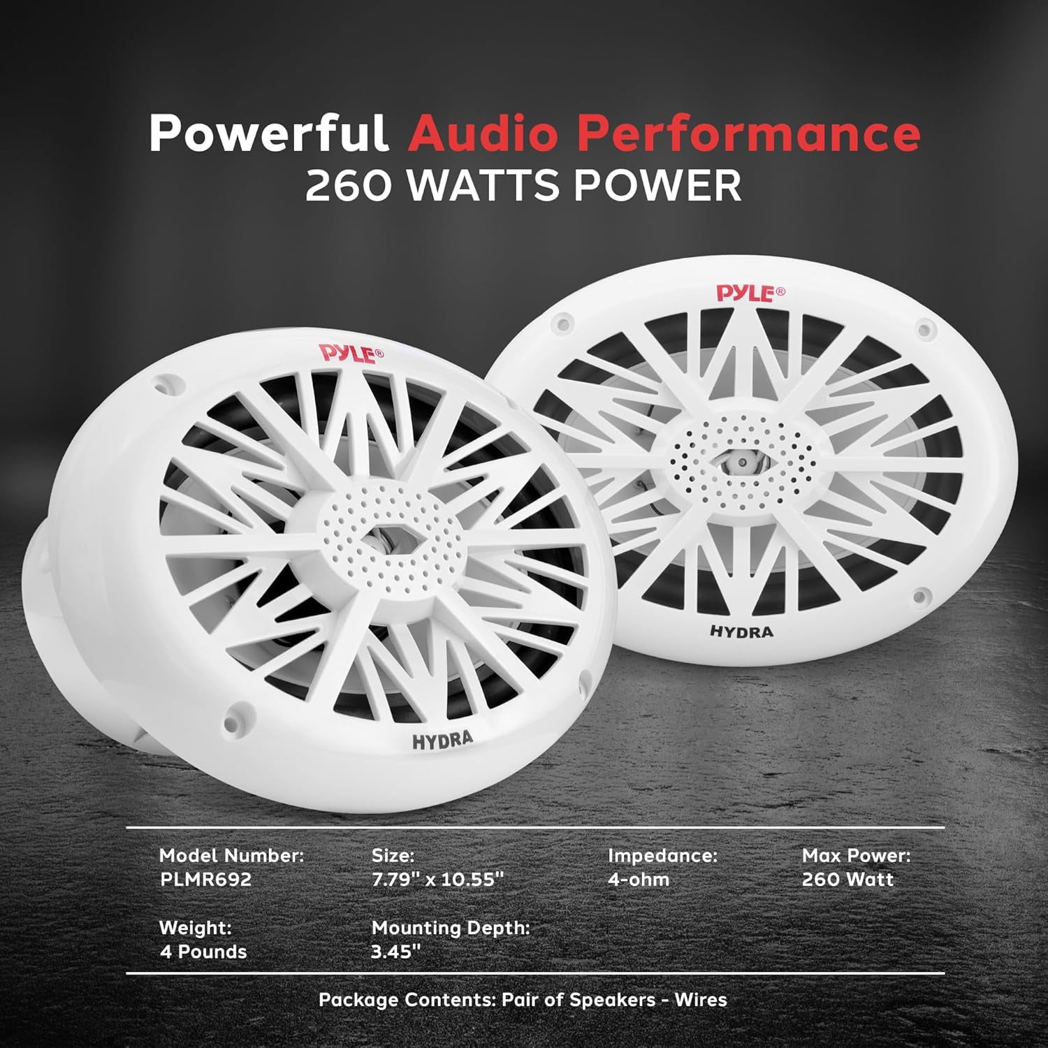 Pyle PLMR692 6 x 9 Inch 260 Watt Water Resistant Marine Speakers (1 Pair)