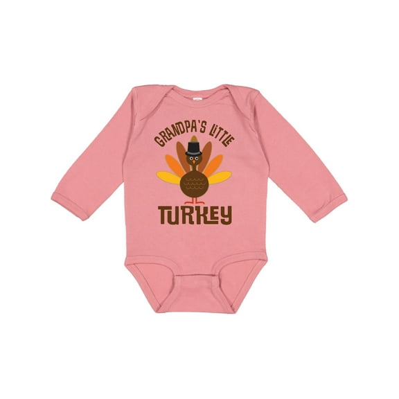 Inktastic Thanksgiving Grandpa Little Turkey Boys or Girls Long Sleeve Baby Bodysuit
