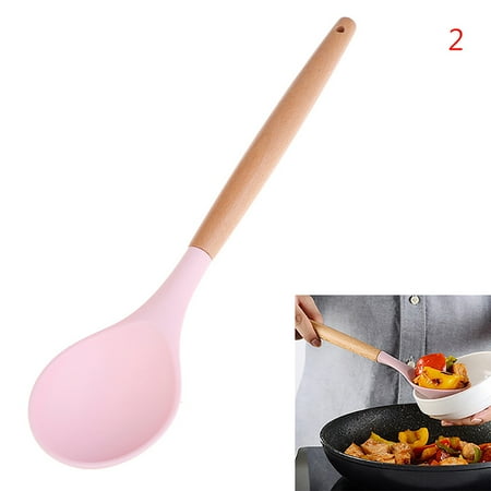 

YIFOR Kitchen Utensil Set Silicone Cooking Utensils - Wooden Kitchen Utensils pink