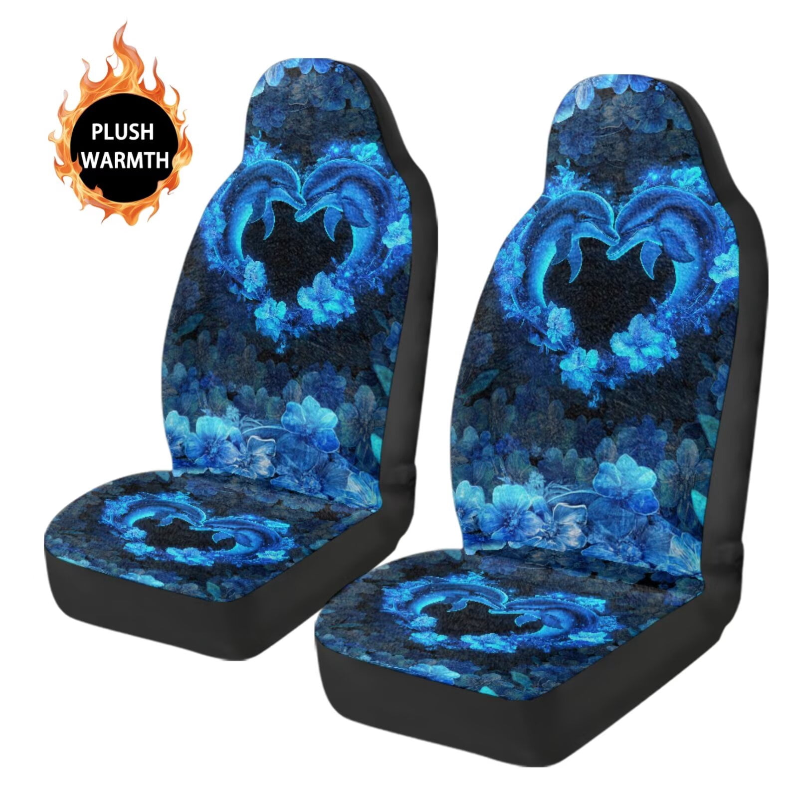 Uorisanigo Car Seat Cover, Auto Seat Covers Front Seats Only for Cars SUV Trucks Universal Fit, 2-Pack Flurry Blue Dolphin Car Seats Cushions, Soft and Comfortable