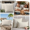 thumbnail image 5 of Cream Outdoor Pillow Covers, Waterproof Decorative Throw Pillowcases Set of 2, Modern Pure Beige Couch Cushion Cases with Zipper for Outside Patio Garden Sofa 16"x16", 5 of 9