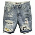 thumbnail image 3 of Men's summer cool denim shorts Boys printed holes Korean style fashion versatile casual shorts, 3 of 5