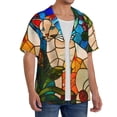 thumbnail image 2 of Sigee Stained Glass Cat Art for Men's Casual Short Sleeve Button Down Shirts Men's Shirts Summer-XX-Large, 2 of 5