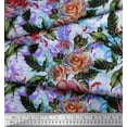 thumbnail image 3 of Soimoi Moss Georgette Fabric Leaves & Rose Flower Print Fabric by Yard 42 Inch Wide, 3 of 3