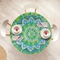 thumbnail image 3 of Ambesonne Mandala Fitted Round Tablecloth, Leaf Forms Nature, 56"- 60" Diameter, Green Blue, 3 of 4